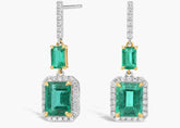 Aurora Elegance Lab Green Emeralds and Lab Diamond Drop Earrings and White Gold